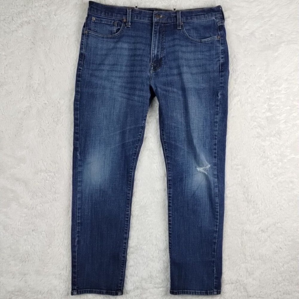 Lucky Brand Mens Jeans 410 Athletic Slim Blue Denim Medium Wash Whiskering 36x32